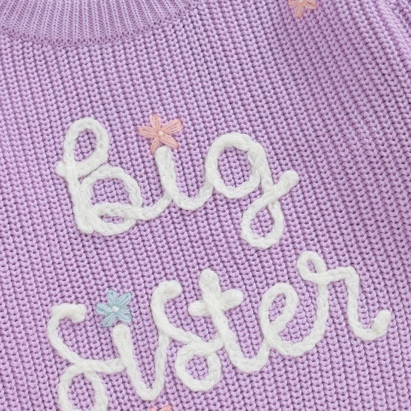 Big Sister knit jumper with colourful embroidery