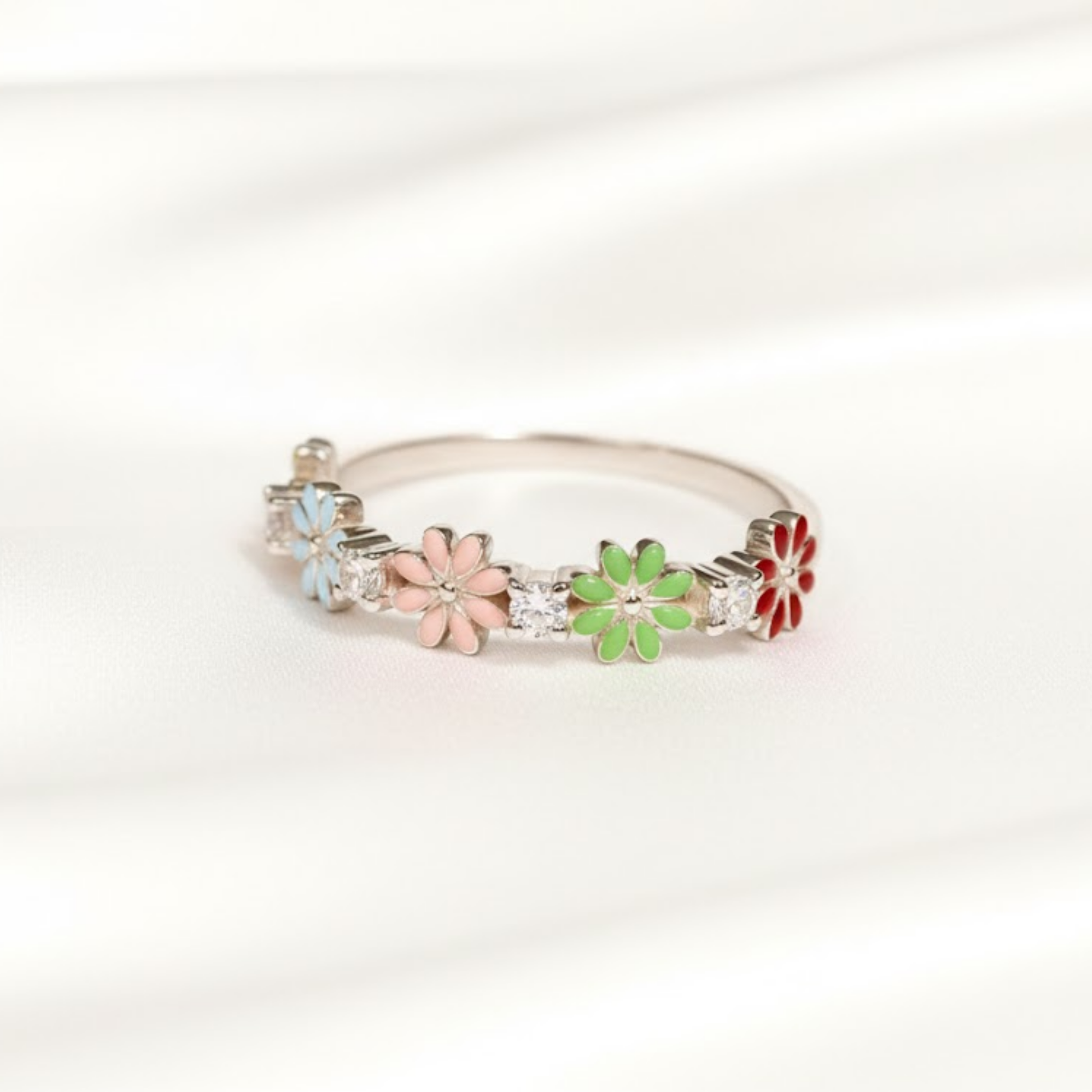 Bloom Ring Perth Australia polished silver ring with sparkling zirconia for refined everyday elegance