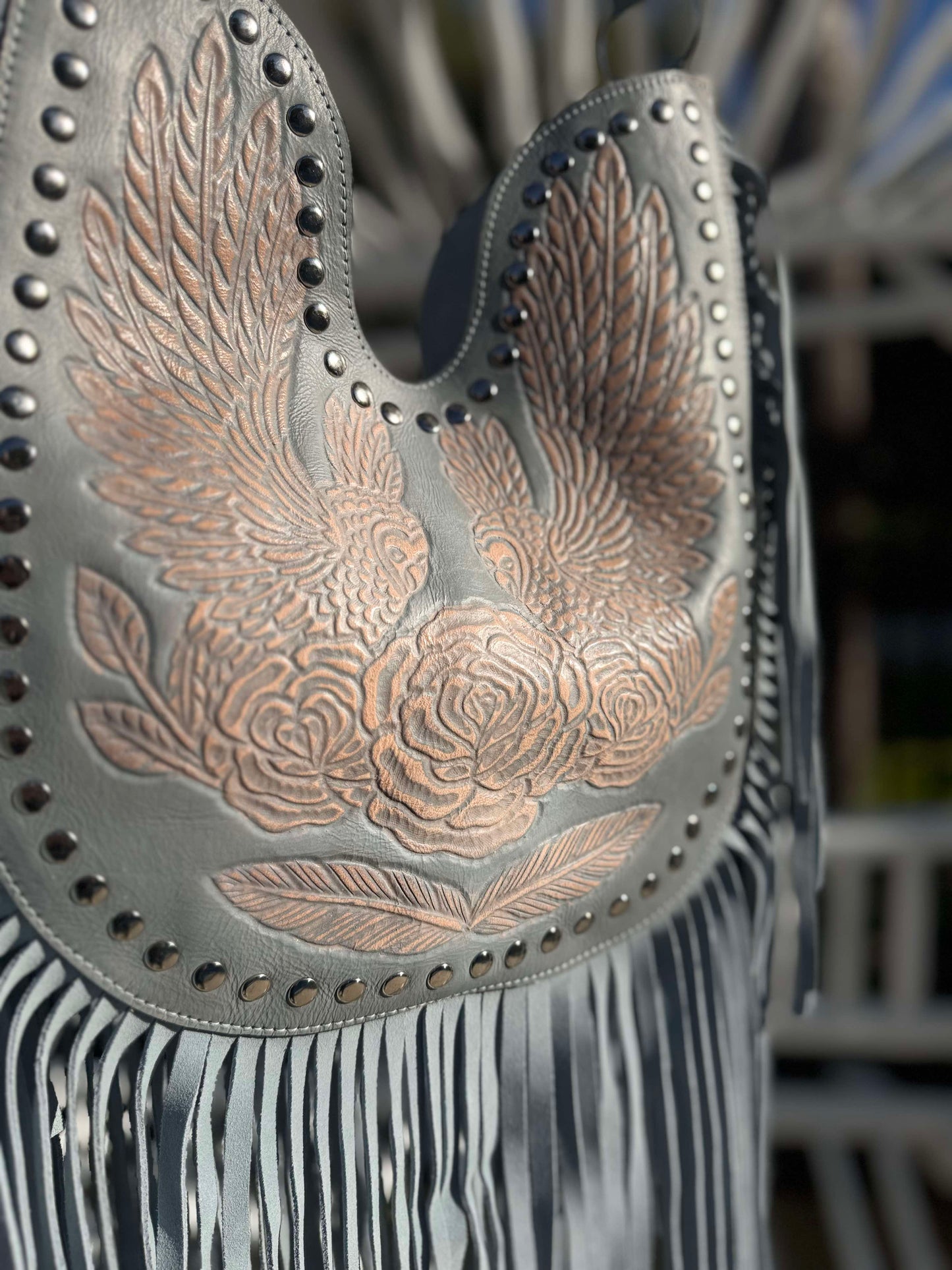 Blue fringe bag for summer – boho western handbag for women