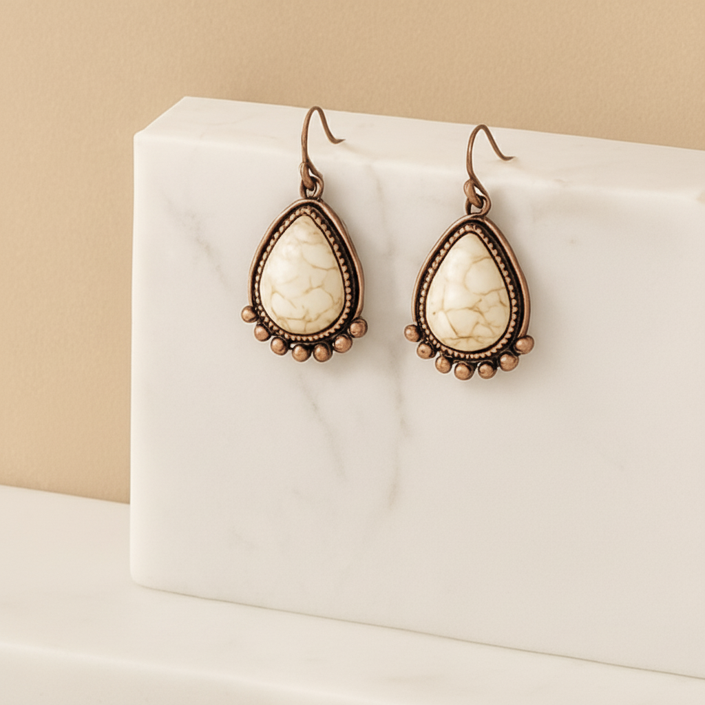 Bohemian Elegance Earrings Perth Australia House of Hide handcrafted floral teardrop earrings