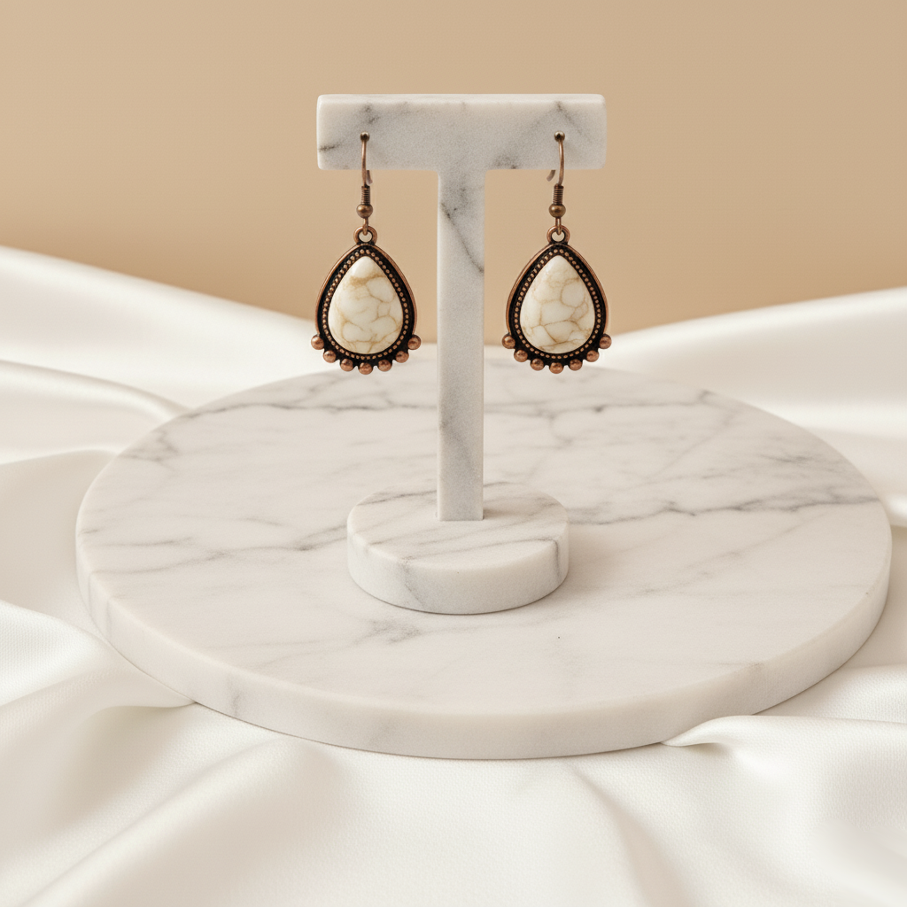 Bohemian Elegance Earrings Perth Australia handmade floral design earrings with warm copper detailing