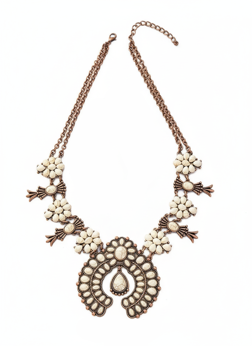 Handcrafted Bohemian Elegance Necklace Perth Australia elegant floral pendant necklace from House of Hide