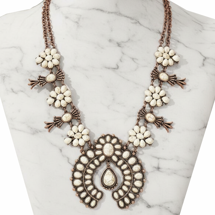 Bohemian Elegance Necklace and Earring Set Perth Australia copper detailed handcrafted jewellery