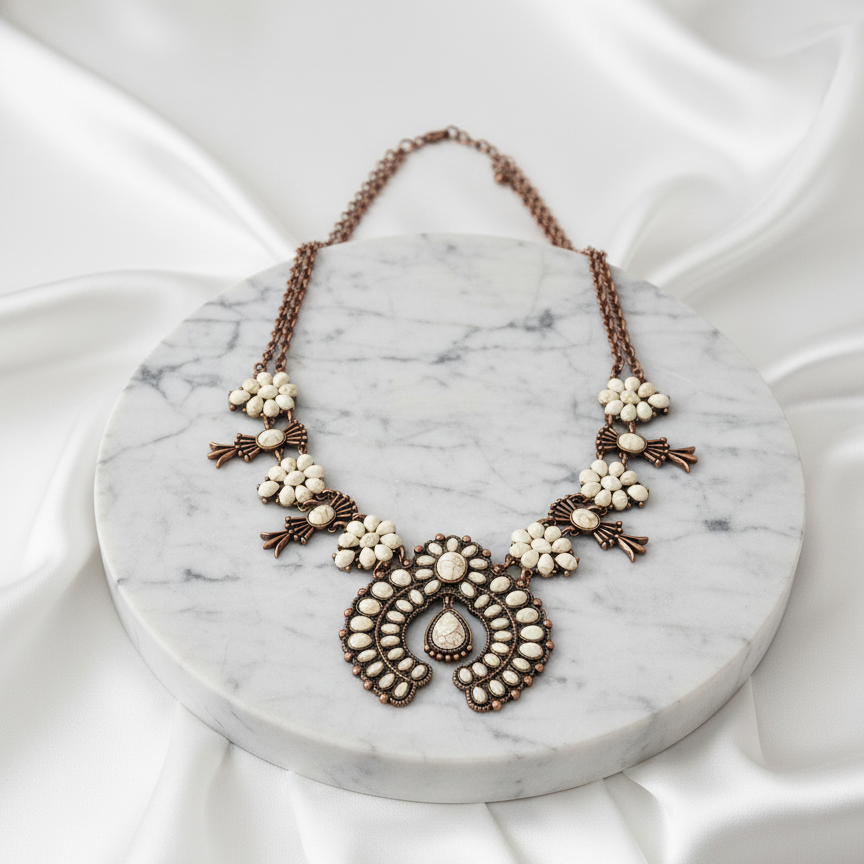 House of Hide Bohemian Elegance Necklace Perth Australia vintage-inspired floral beadwork necklace
