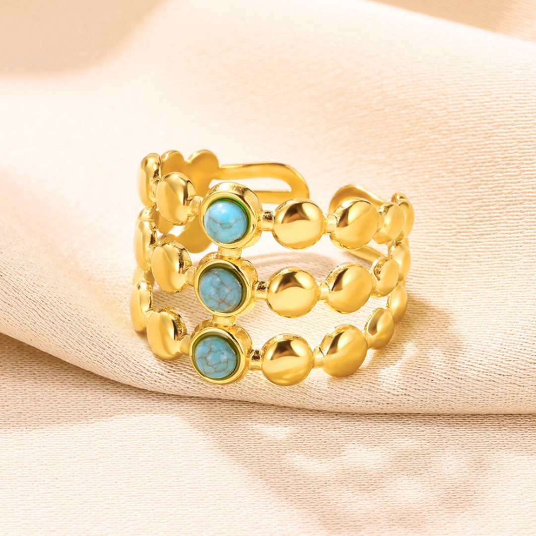 Gold and turquoise statement ring Perth Australia House of Hide artisan design