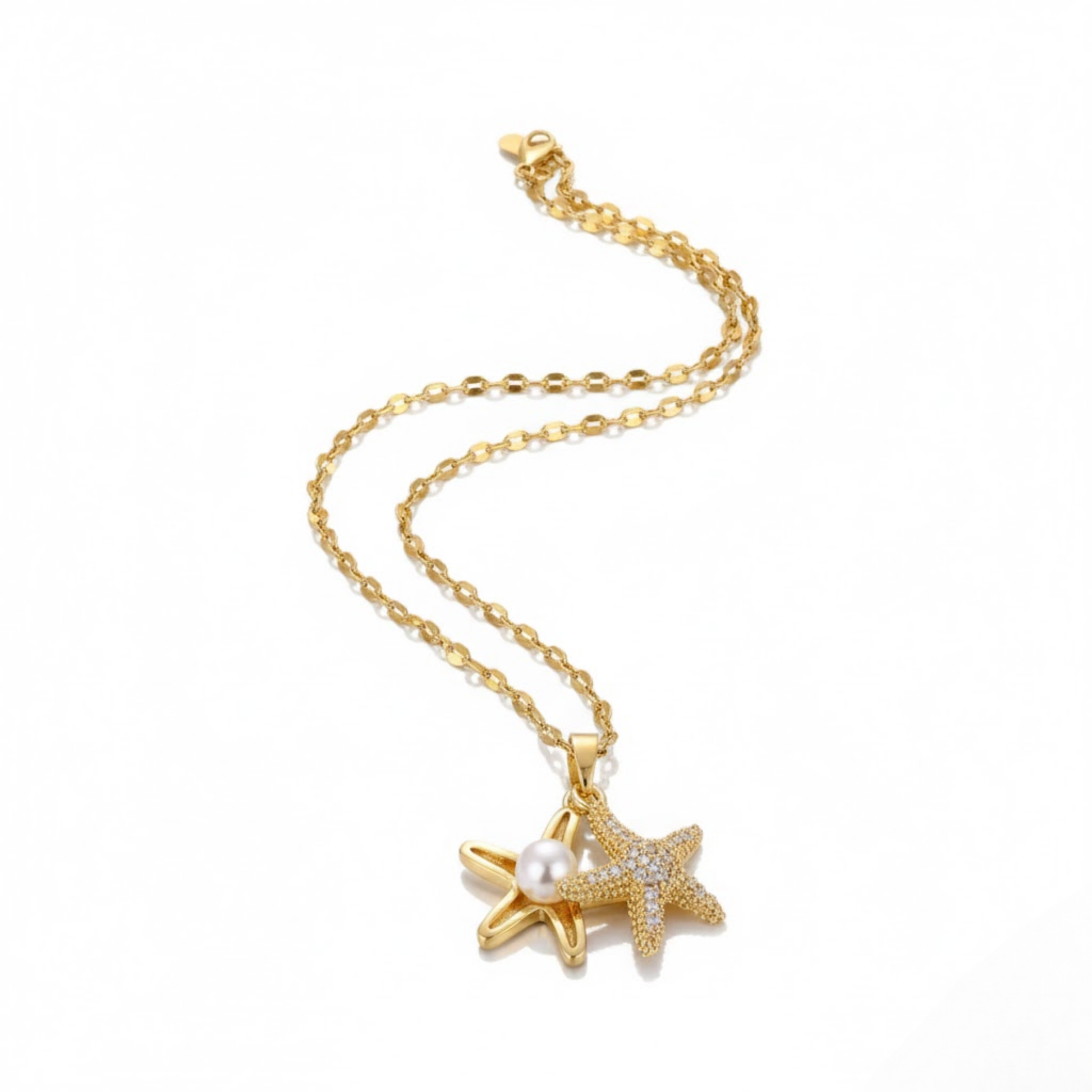 Boho Starshine Pendant Perth Australia handcrafted gold seaside necklace with rhinestone accents from House of Hide