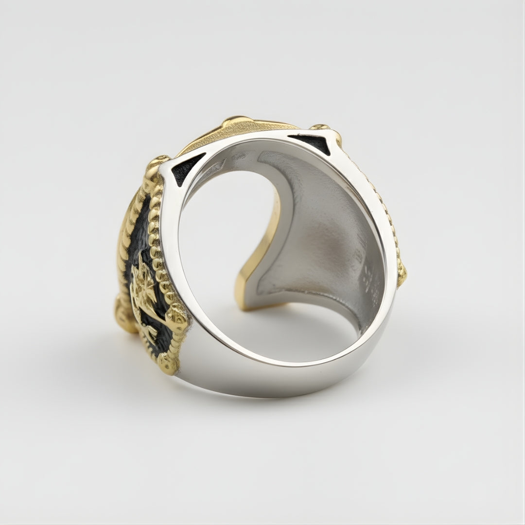 Bold Luck Ring Perth Australia Houseofhide showcasing embossed gold accents and refined black crystal sparkle.