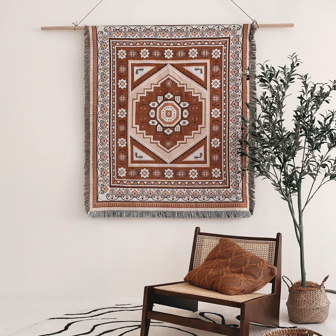 CADOCO BOHO Throw/Blanket/Beach Rug | Limited Edition Moroccan-Inspired Woven Blanket