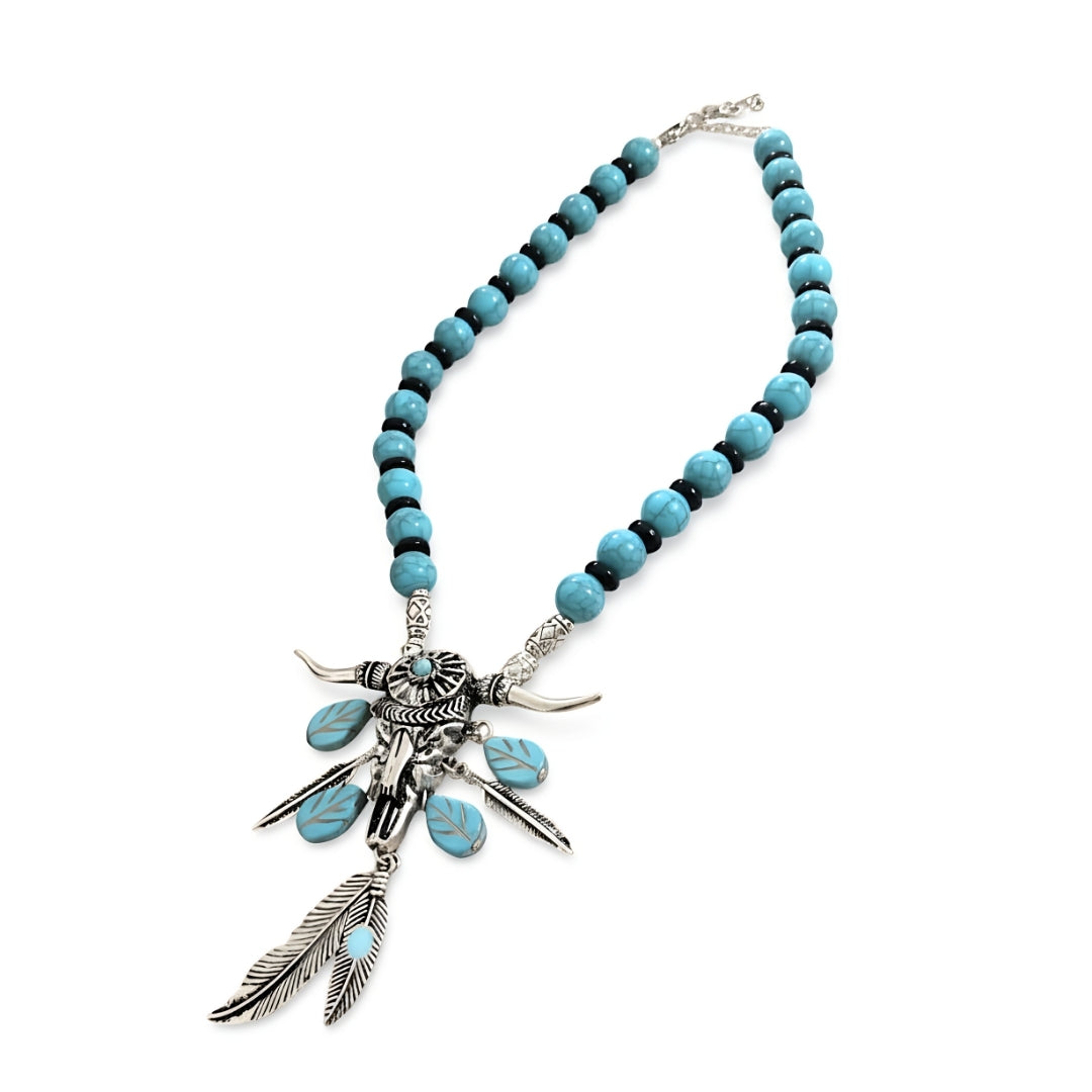 Close-up of Coastal Dreamcatcher Necklace Perth Australia Houseofhide showing intricate detailing and boho-inspired design.