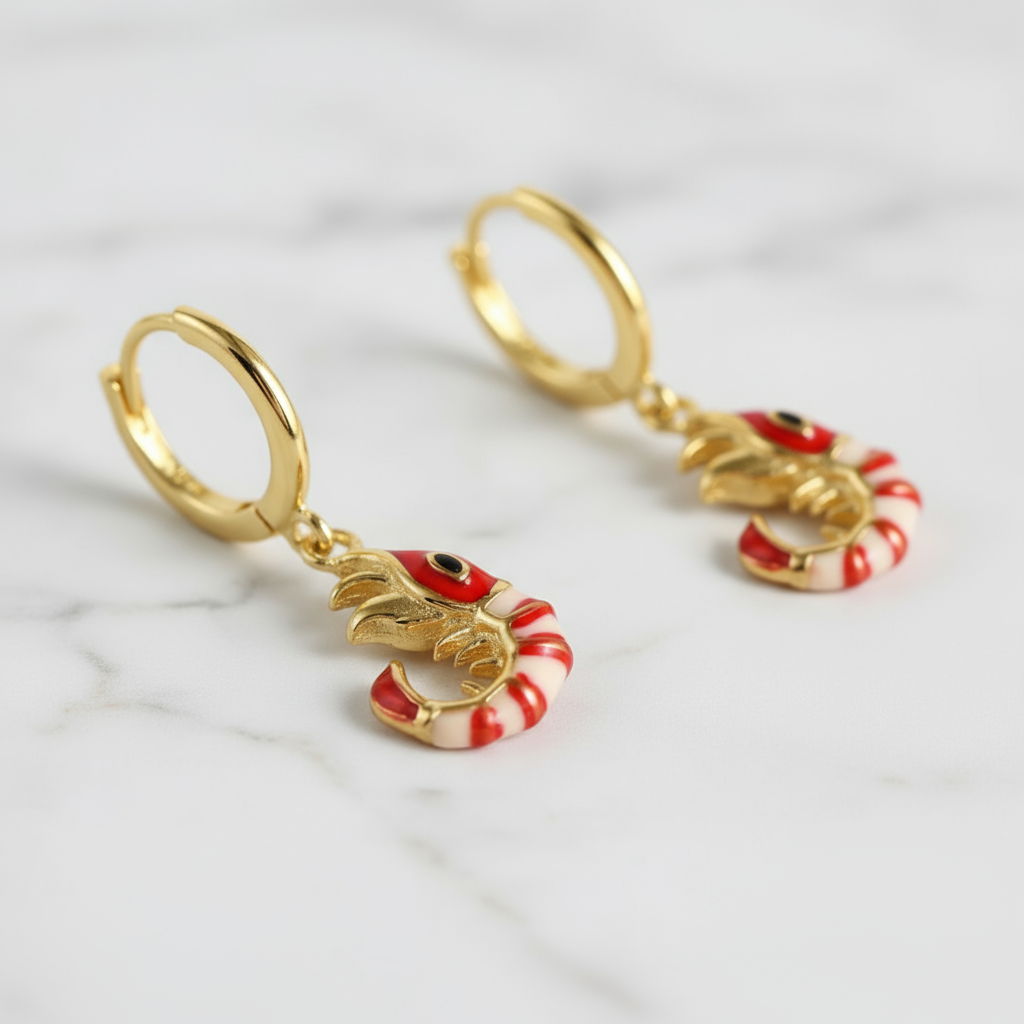 Coral Reef Shrimp Hoops Perth Australia House of Hide fun ocean-themed earrings for summer fashion