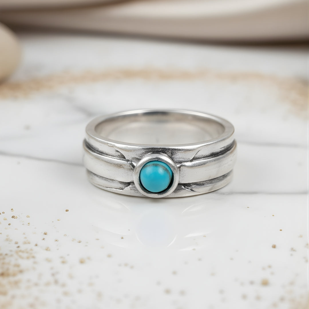 Luxury turquoise stone ring Perth Australia House of Hide artisan silver jewellery