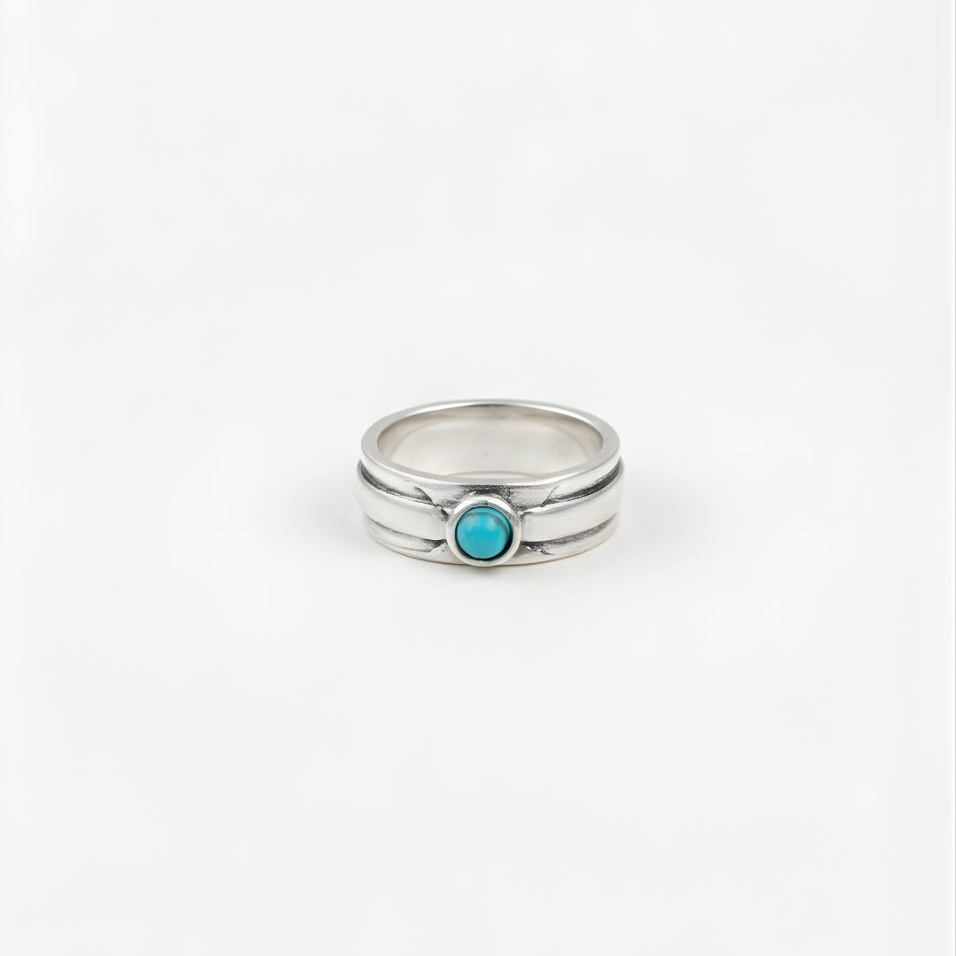 Coral Shoreline Ring Perth Australia House of Hide silver ring with turquoise stone on white background