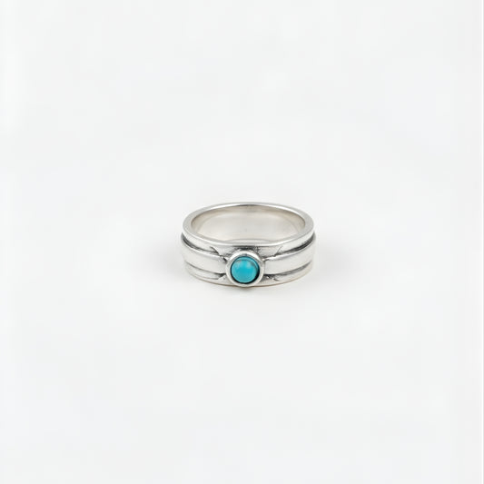 Coral Shoreline Ring Perth Australia House of Hide silver ring with turquoise stone on white background