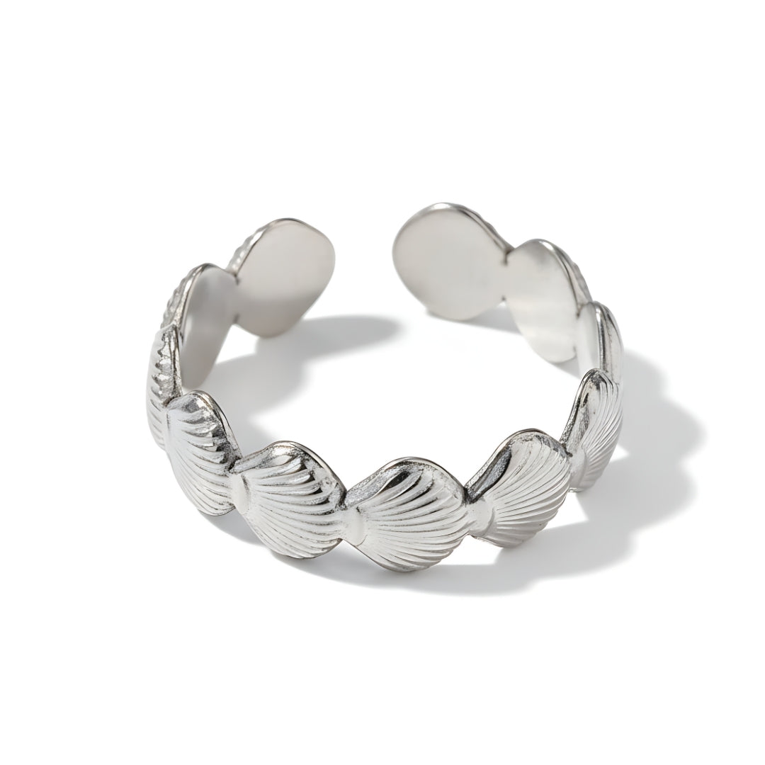 Coral Sands Ring Perth Australia Houseofhide featuring silver-plated stainless steel with delicate seashell detailing.