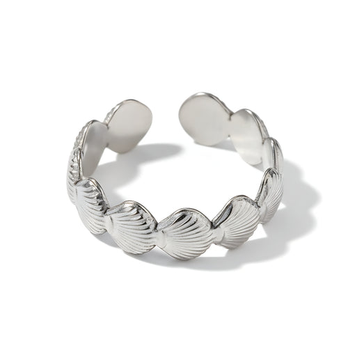 Coral Sands Ring Perth Australia Houseofhide featuring silver-plated stainless steel with delicate seashell detailing.