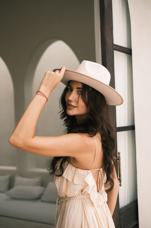 Cream wide-brim fedora made from Australian wool