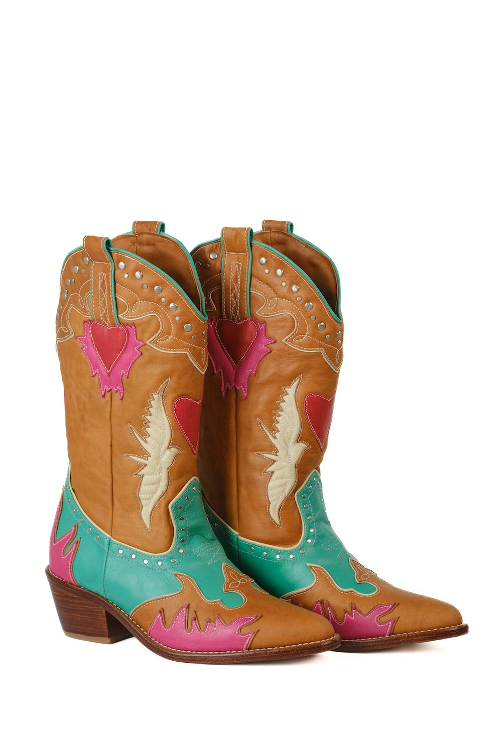 Wing & Heart Cowboy Boots | Aqua Flame