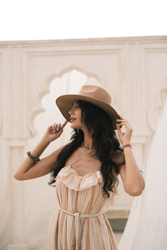 Flat Brim 100% Wool Hat | Brown