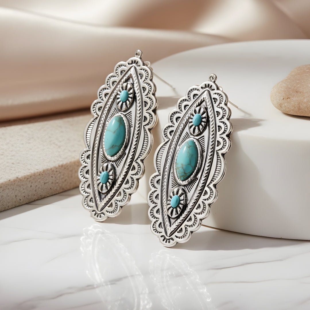 Elegant turquoise drop earrings Perth Australia House of Hide handcrafted jewellery