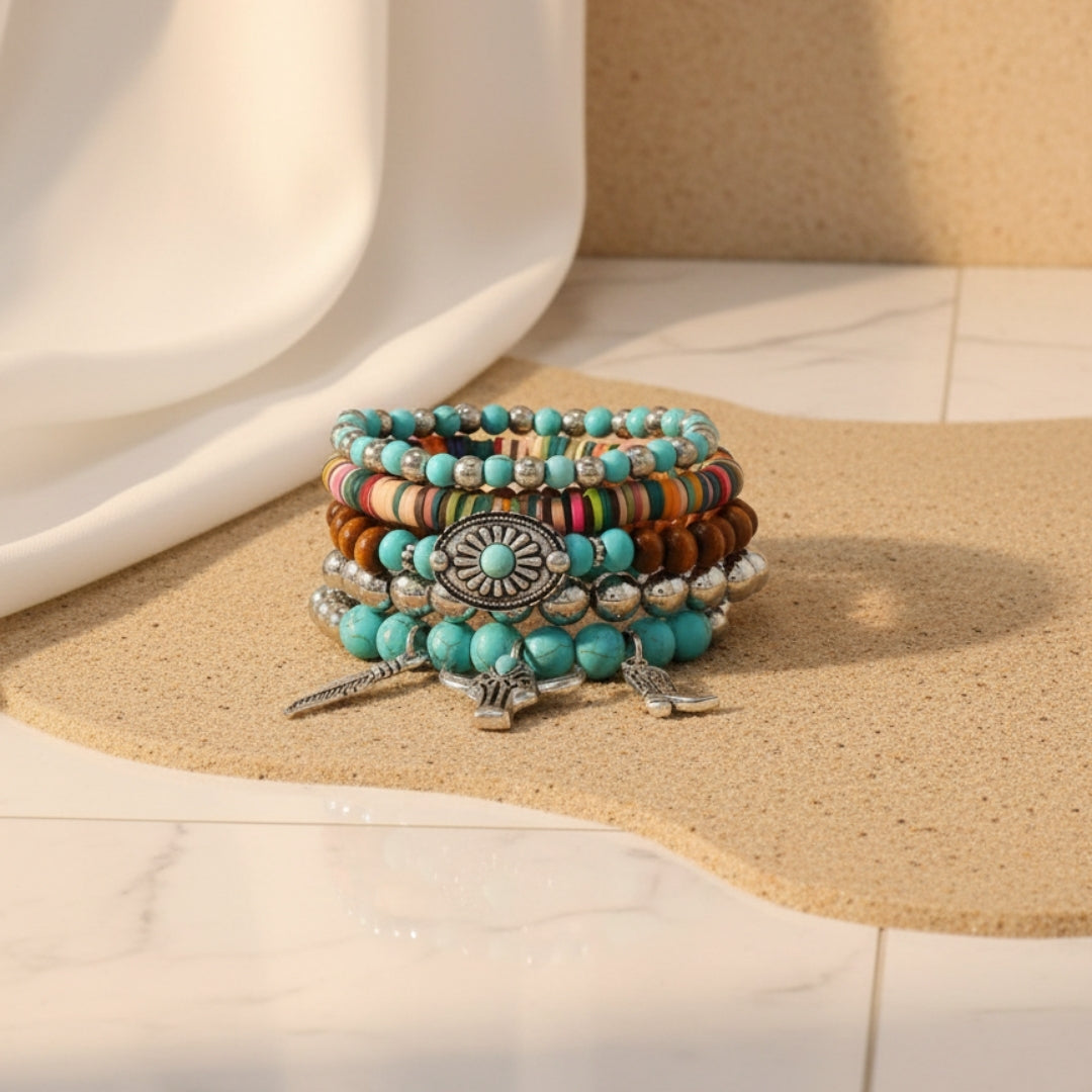 Bohemian Desert Sun Dreams Bracelet Perth House of Hide colorful layered jewellery design