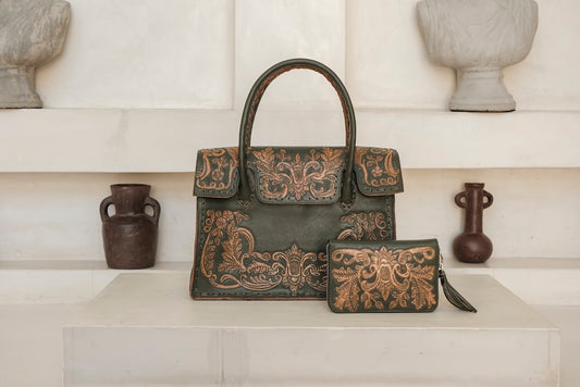 Olive Heritage Leather Handbag and Wallet