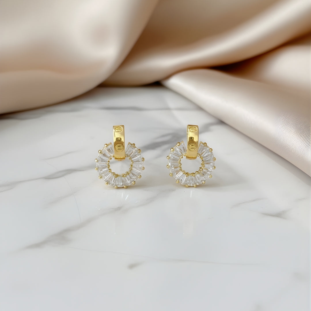 Luxury gold and crystal hoop earrings Perth Australia House of Hide timeless design