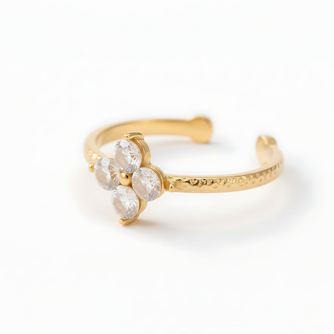 Floral Cluster Ring Perth Australia Houseofhide in warm golden lighting.