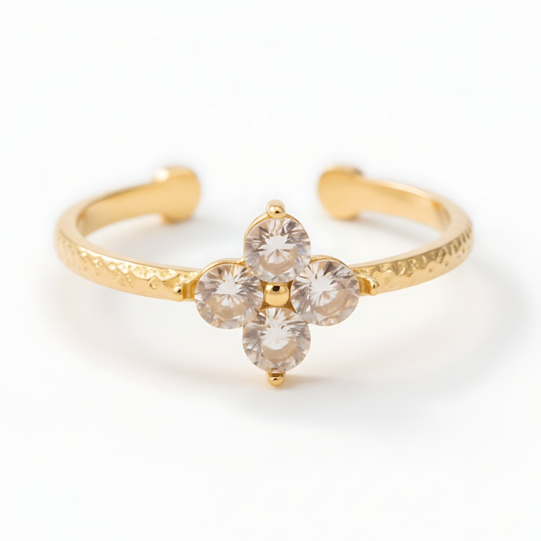 Floral Cluster Ring Perth Australia Houseofhide on reflective surface.