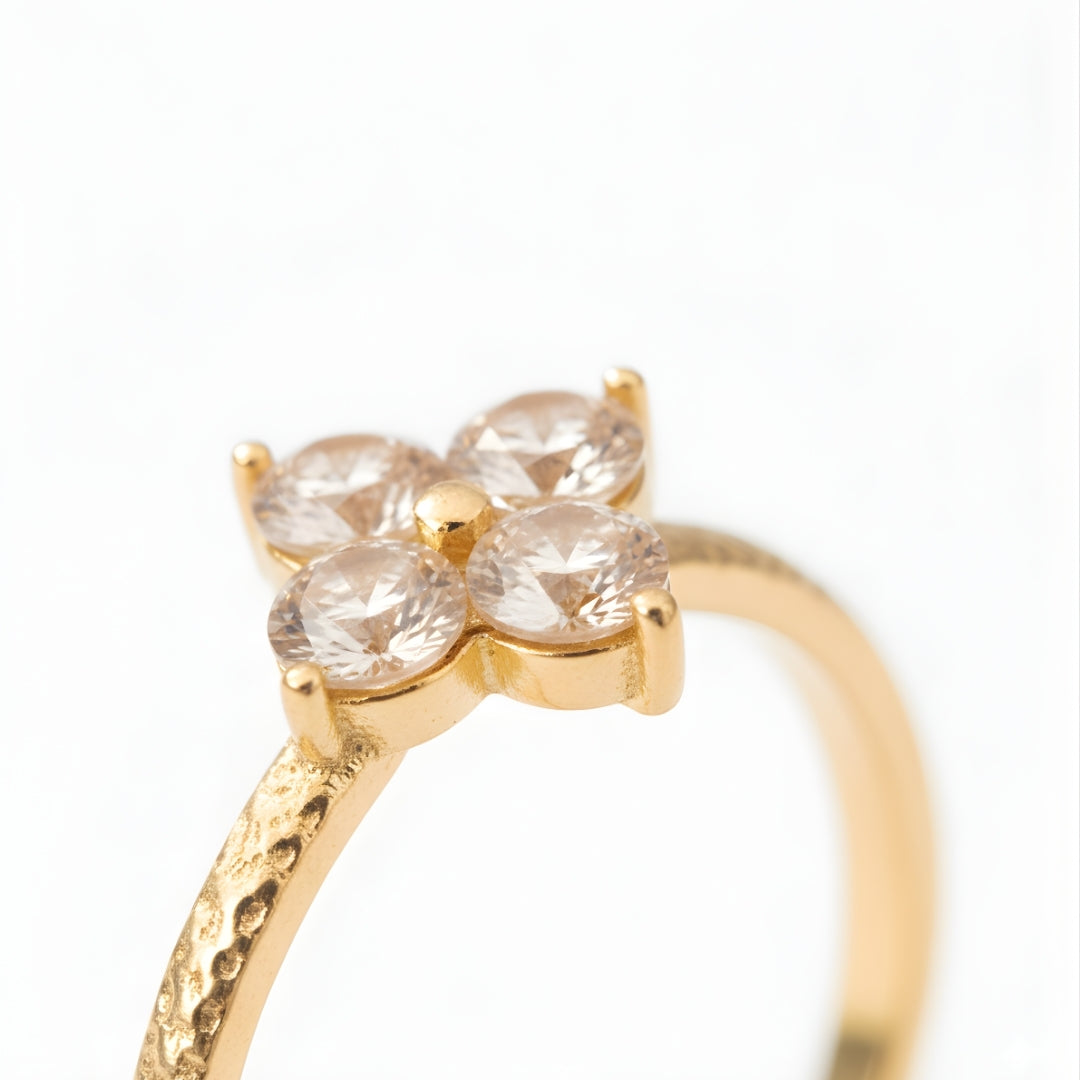 Floral Cluster Ring Perth Australia Houseofhide styled with natural texture.