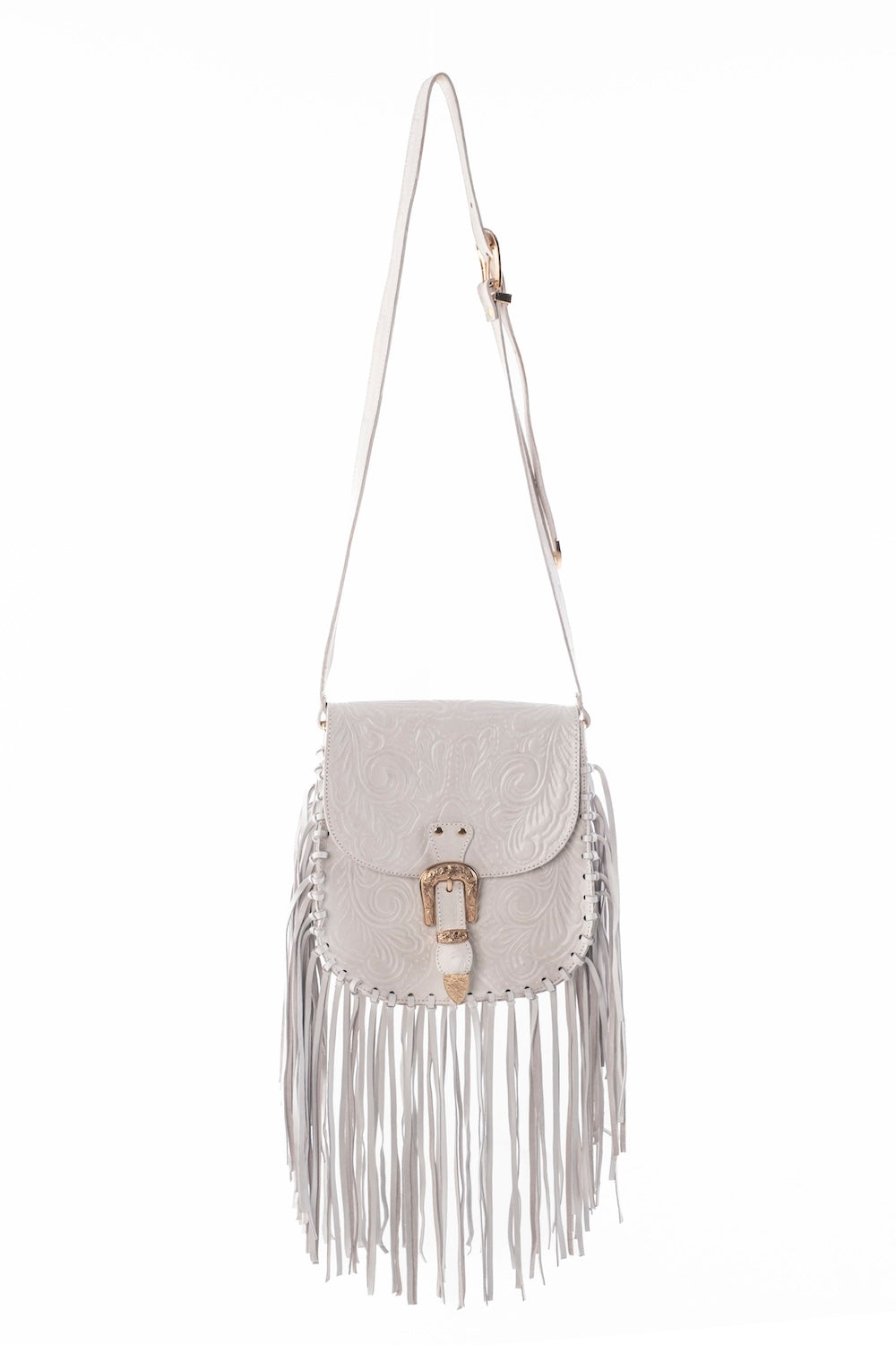 Savannah Western Fringe Bag in Off-White 