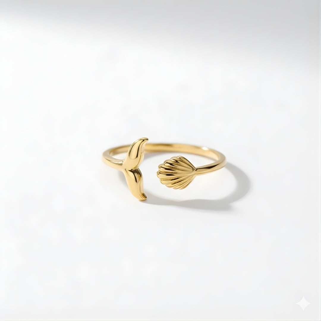 Stylish Gold Byron Mermaid Ring Perth Australia House of Hide radiant gold mermaid ring with intricate ocean details
