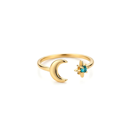 Gold Coral Moon Ring Perth Australia Houseofhide styled with natural textures evoking moonlit ocean inspiration.