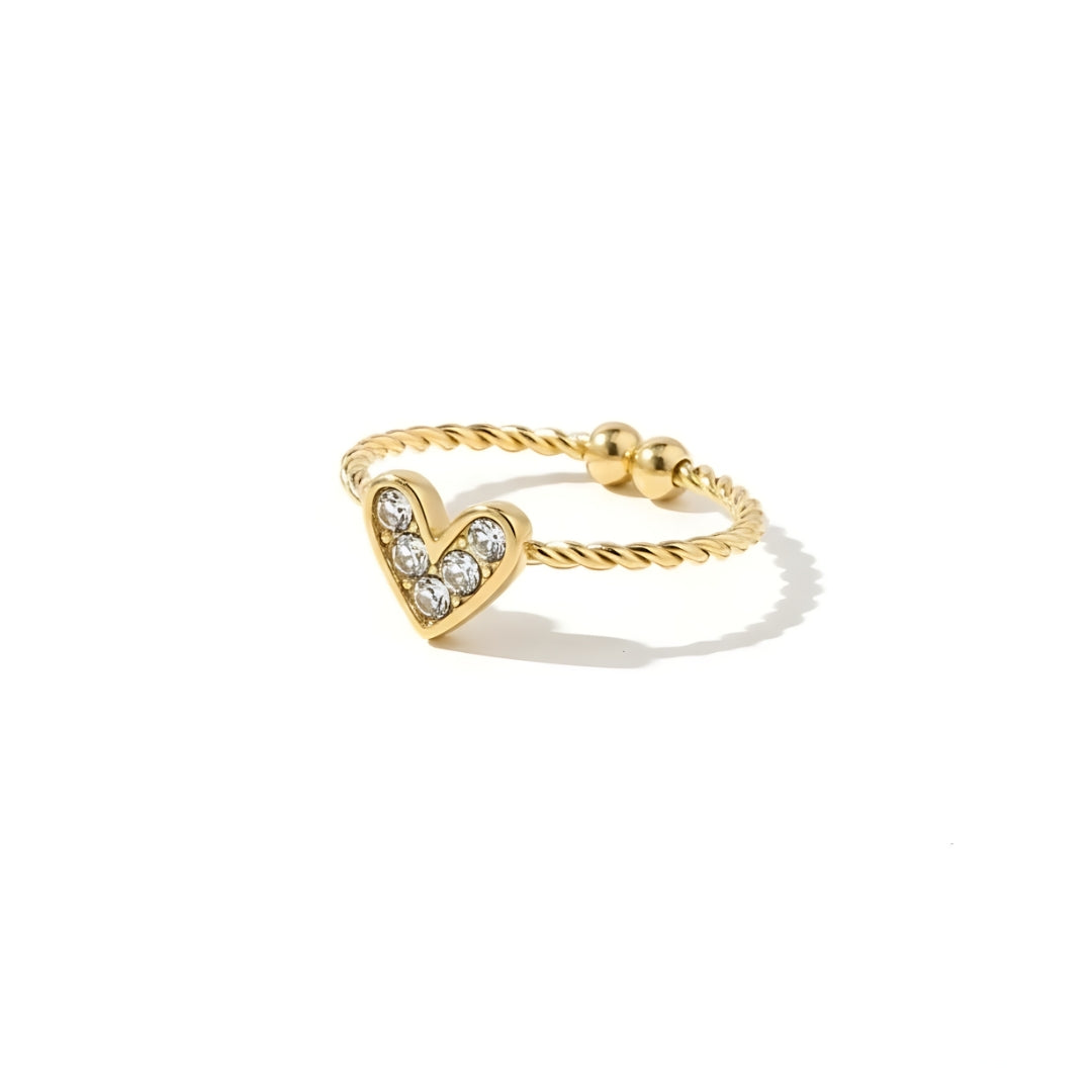 Gold Love Radiance Ring Perth Australia House of Hide gold stainless steel ring with sparkling cubic zirconia heart