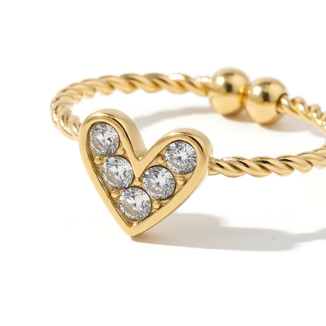 House of Hide Gold Love Radiance Ring hypoallergenic non-tarnish gold ring perfect for Valentine’s Day and special occasions