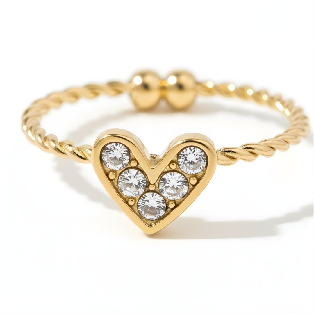 Gold Love Radiance Ring Perth Australia delicate gold ring with CZ heart for casual and formal wear