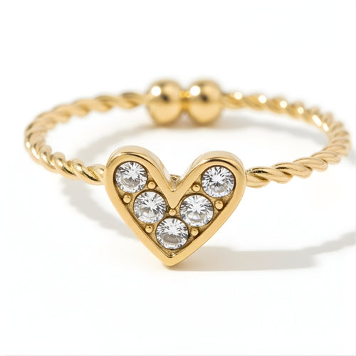 Gold Love Radiance Ring Perth Australia delicate gold ring with CZ heart for casual and formal wear