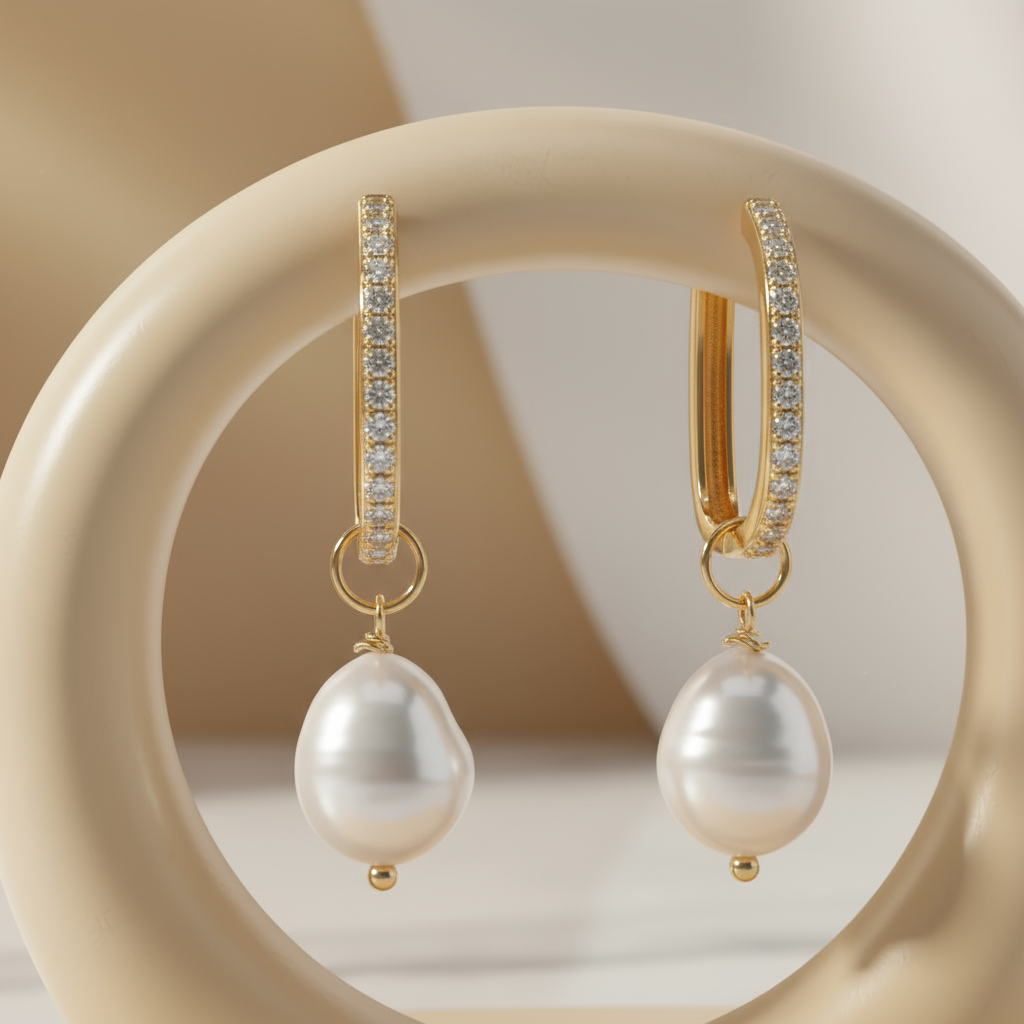 House of Hide Perth Australia Gold Pearl Tide Drops elegant silver and pearl chain earrings