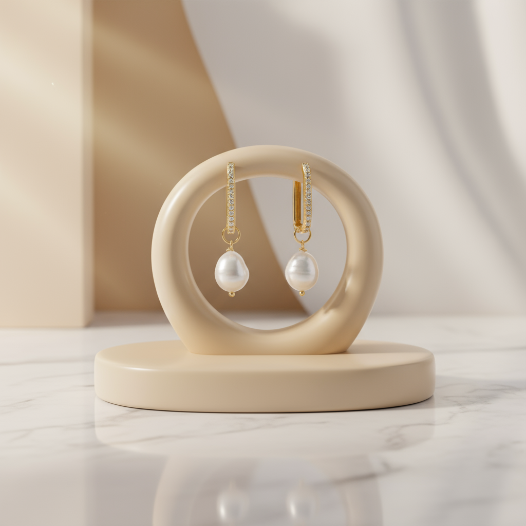 Gold Pearl Tide Drops Earrings Perth Australia House of Hide timeless pearl drop earrings for elegant wear