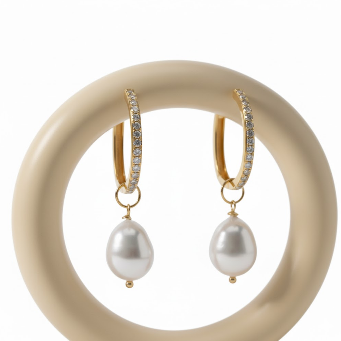 Gold Pearl Tide Drops Earrings