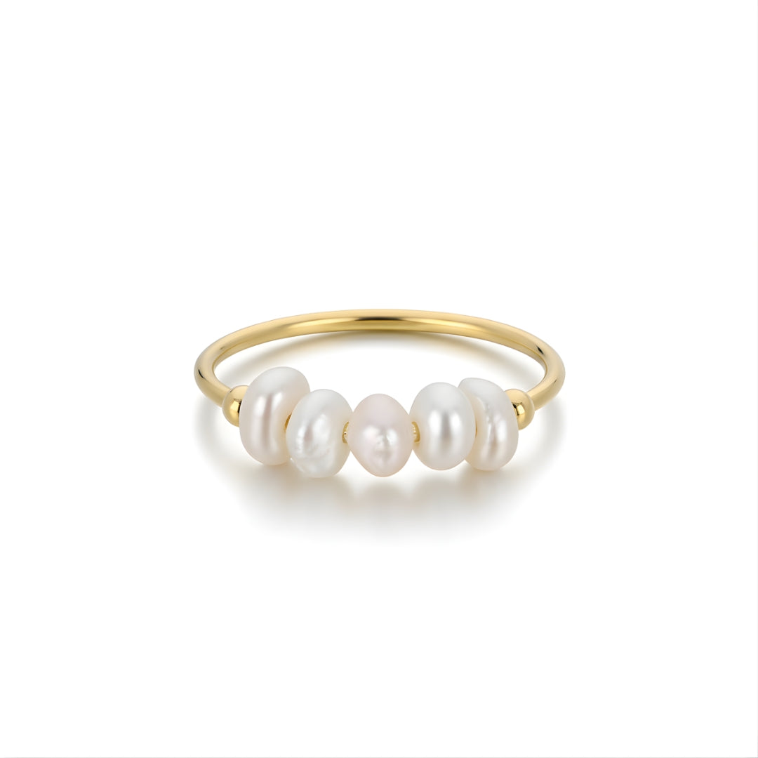 Elegant Gold Pearl Tide Ring Perth Australia handcrafted ocean-inspired jewellery symbolising purity and balance