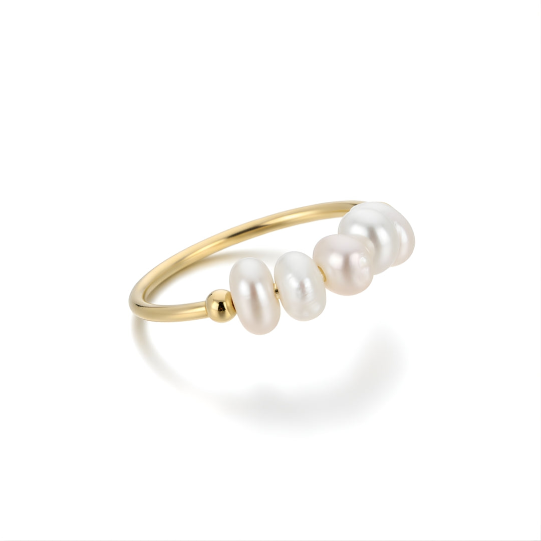 Gold Pearl Tide Ring Perth Australia hypoallergenic non-tarnish gold ring perfect for coastal and everyday wear