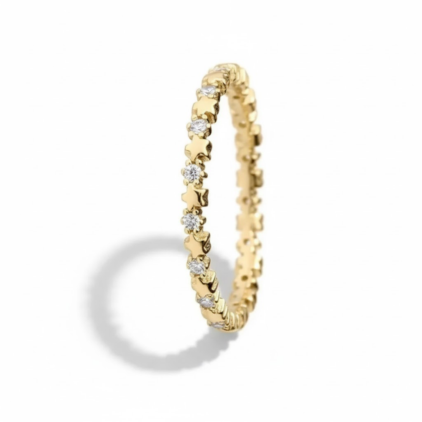 Gold Starlight Promise Ring Perth Australia handcrafted promise ring with sparkling zirconia stones