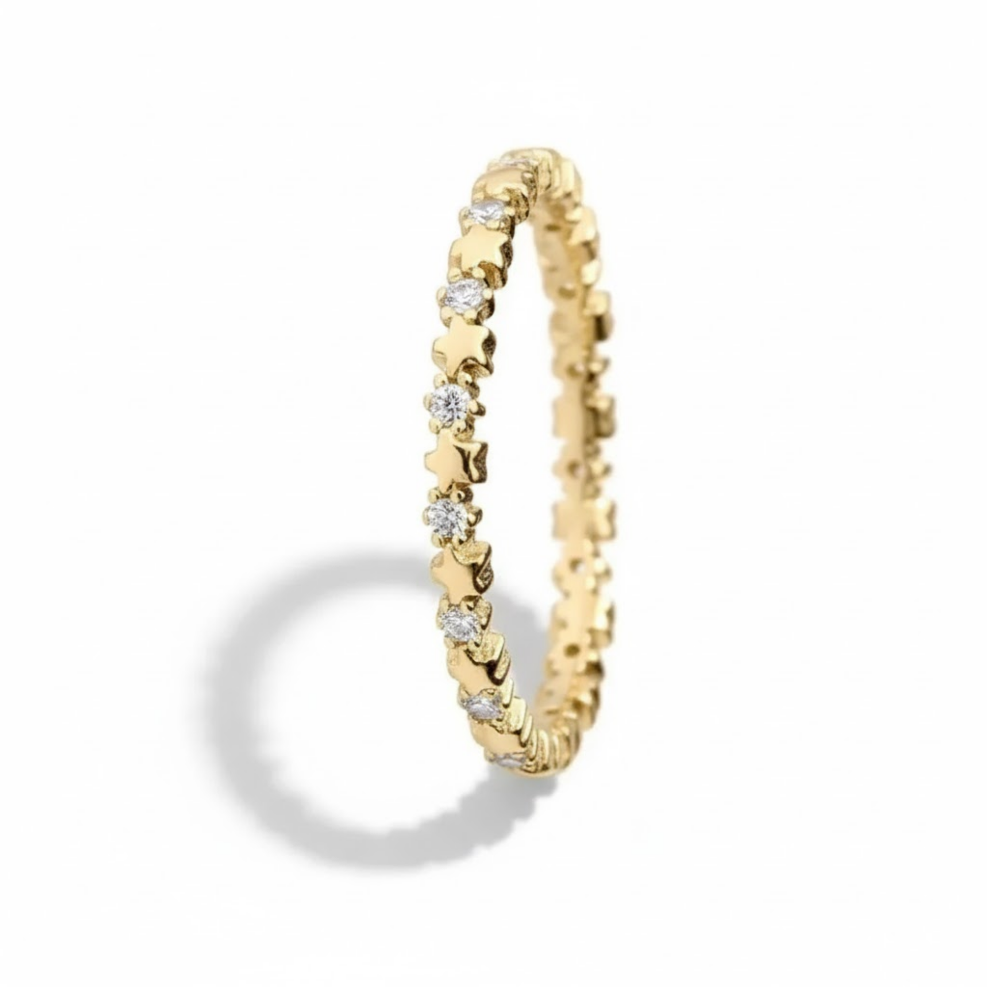 Gold Starlight Promise Ring Perth Australia handcrafted promise ring with sparkling zirconia stones