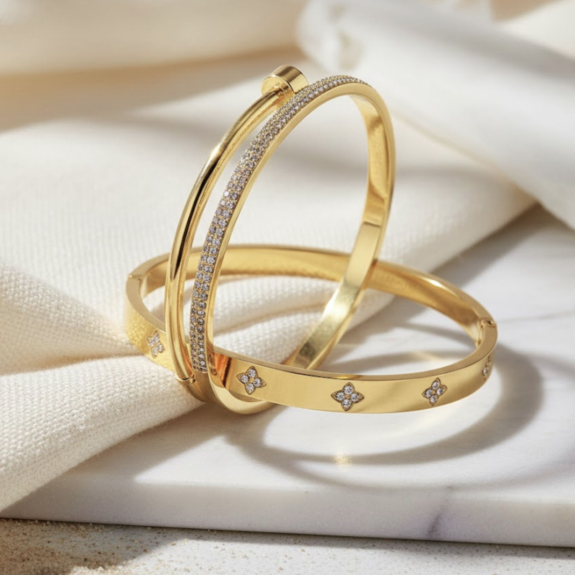 Elegant Gold Tropic Duo Bracelets Perth Australia handcrafted jewellery symbolising island charm and sophistication