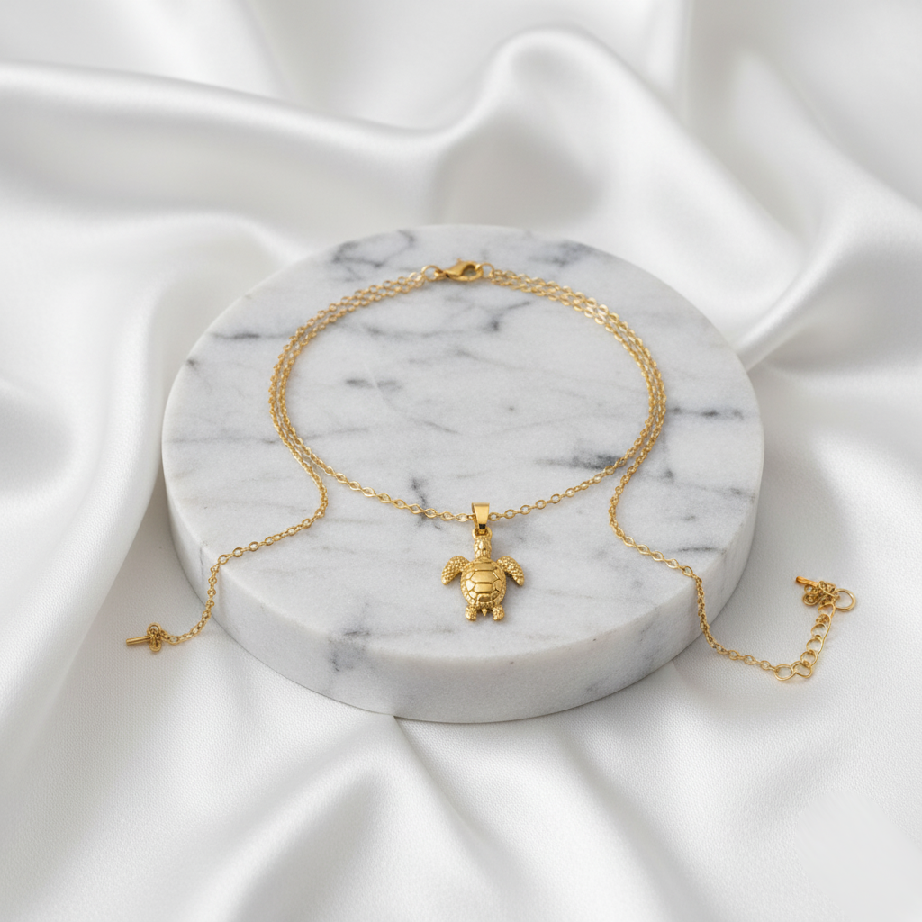 House of Hide Gold Turtle Necklace Perth Australia handcrafted stainless steel ocean-inspired jewellery