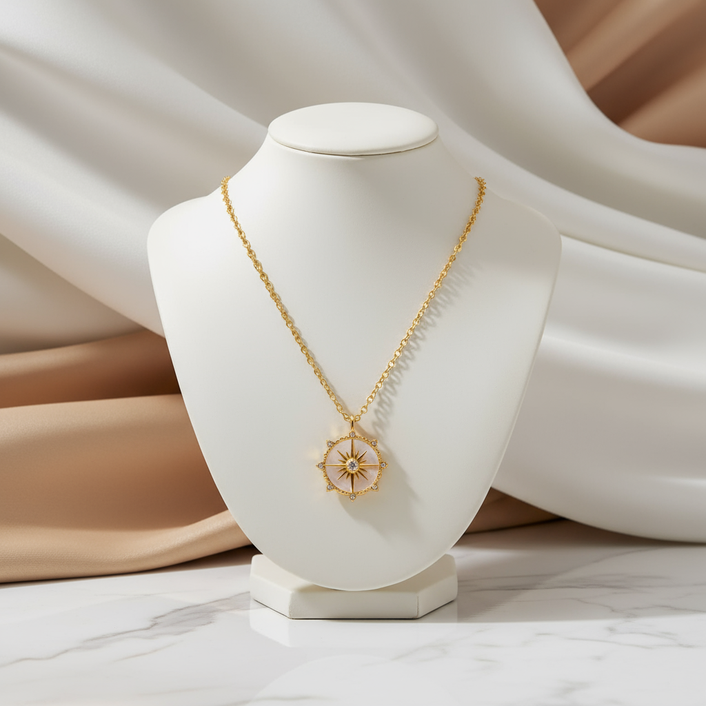 Golden Horizon Halo Pendant Perth Australia House of Hide gold star halo necklace inspired by coastal sunsets