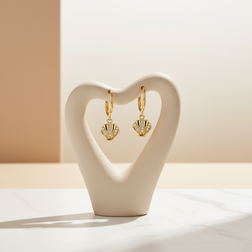 House of Hide Golden Seashell Whisper Hoops Perth Australia coastal-inspired gold earrings