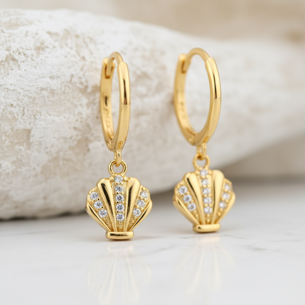 Golden Seashell Whisper Hoops Perth Australia House of Hide summer ocean charm earrings