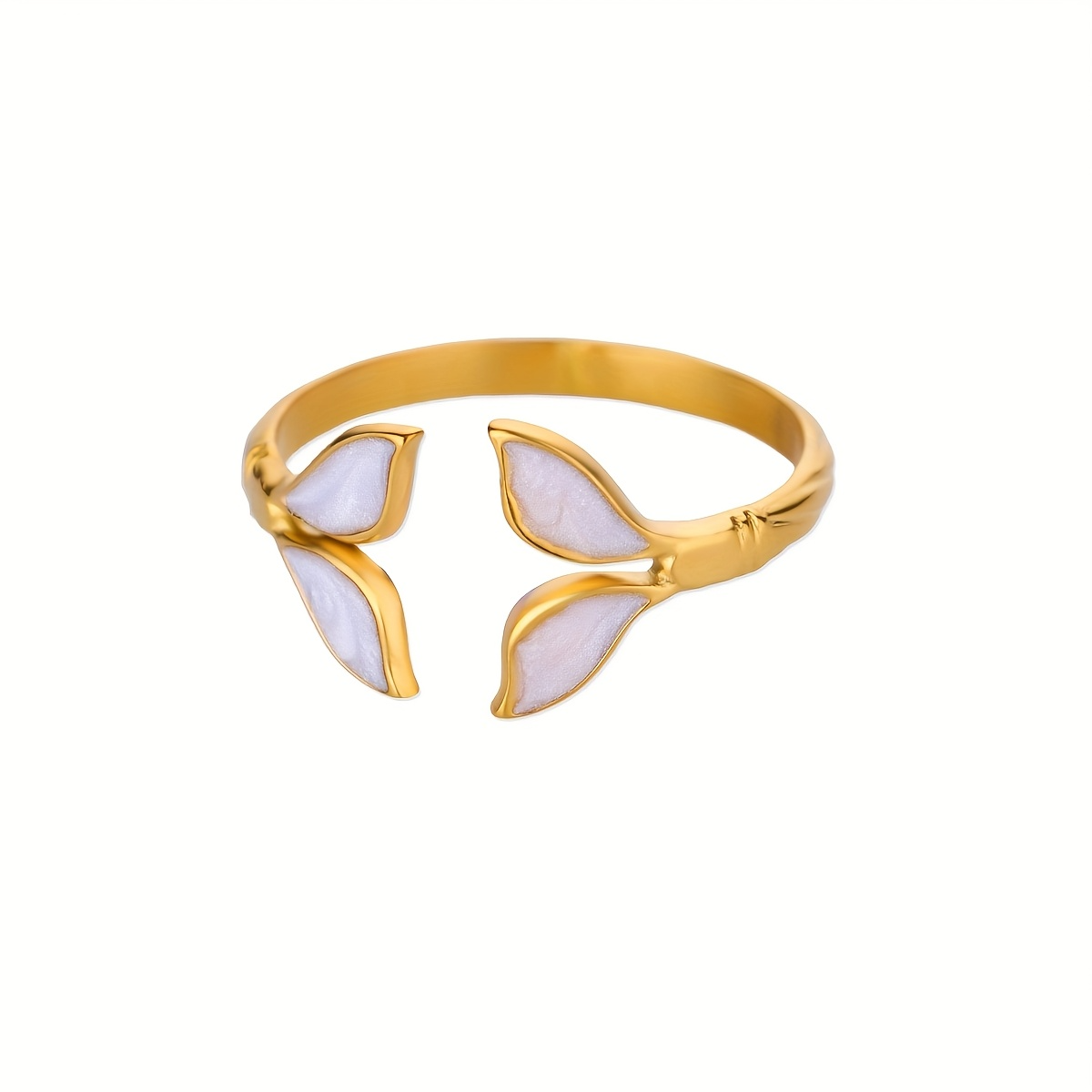 Golden Twin Tail Ring Perth Australia House of Hide gold stainless steel open ring with delicate fish tail design