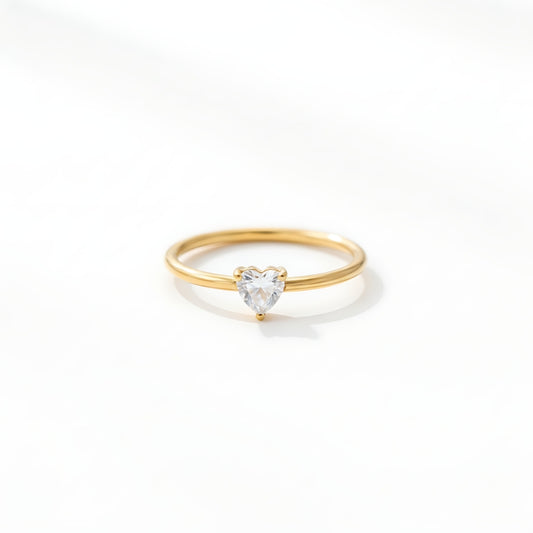 Golden Heartlight Ring Perth Australia Houseofhide with heart crystal on gold band.